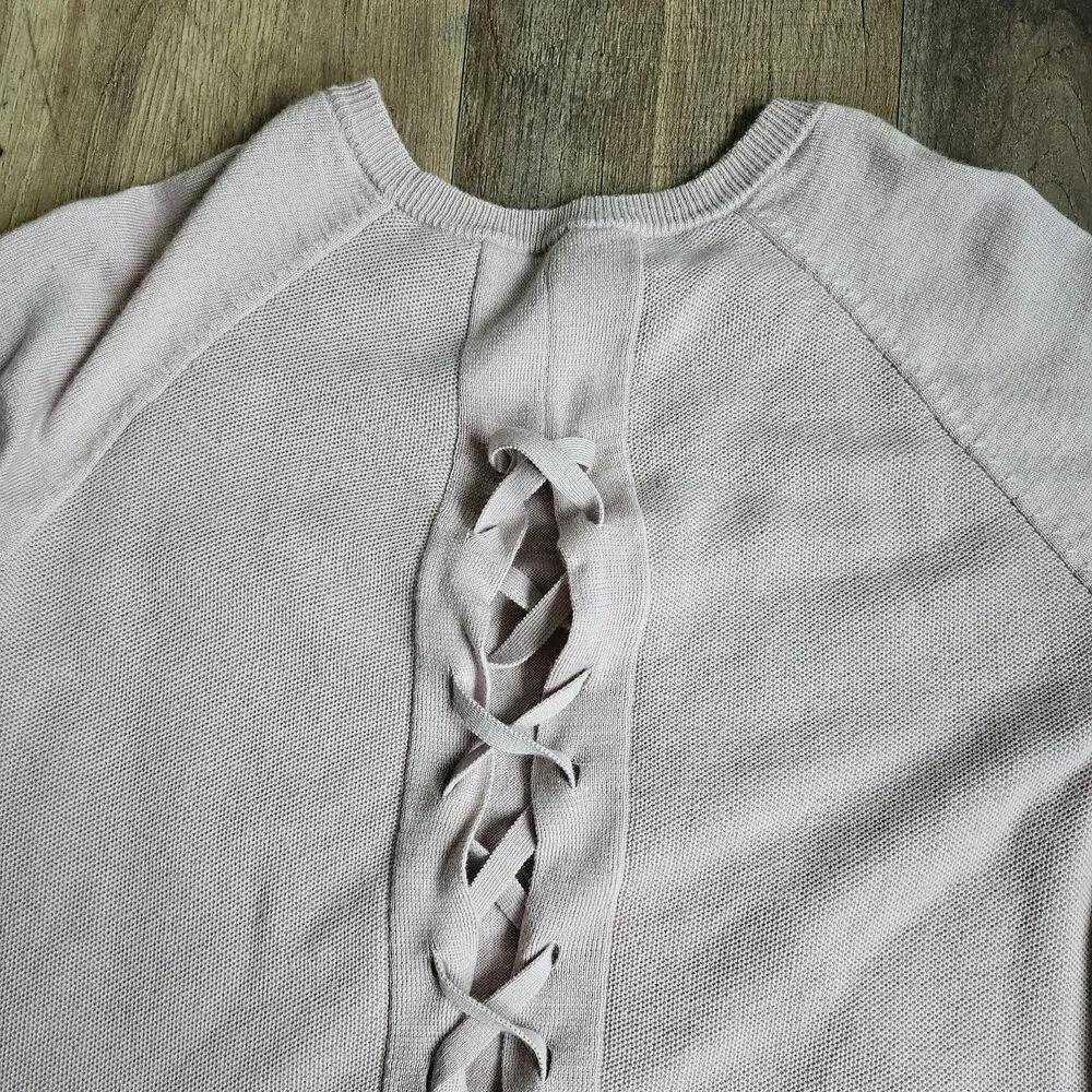 Lululemon Tied To You Merino Wool Sweater Pink Lace Up Back Balletcore 6